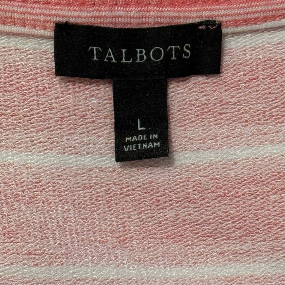Talbots Pink White Striped Knit Tie-Waist Dress Size L - Picture 5 of 6
